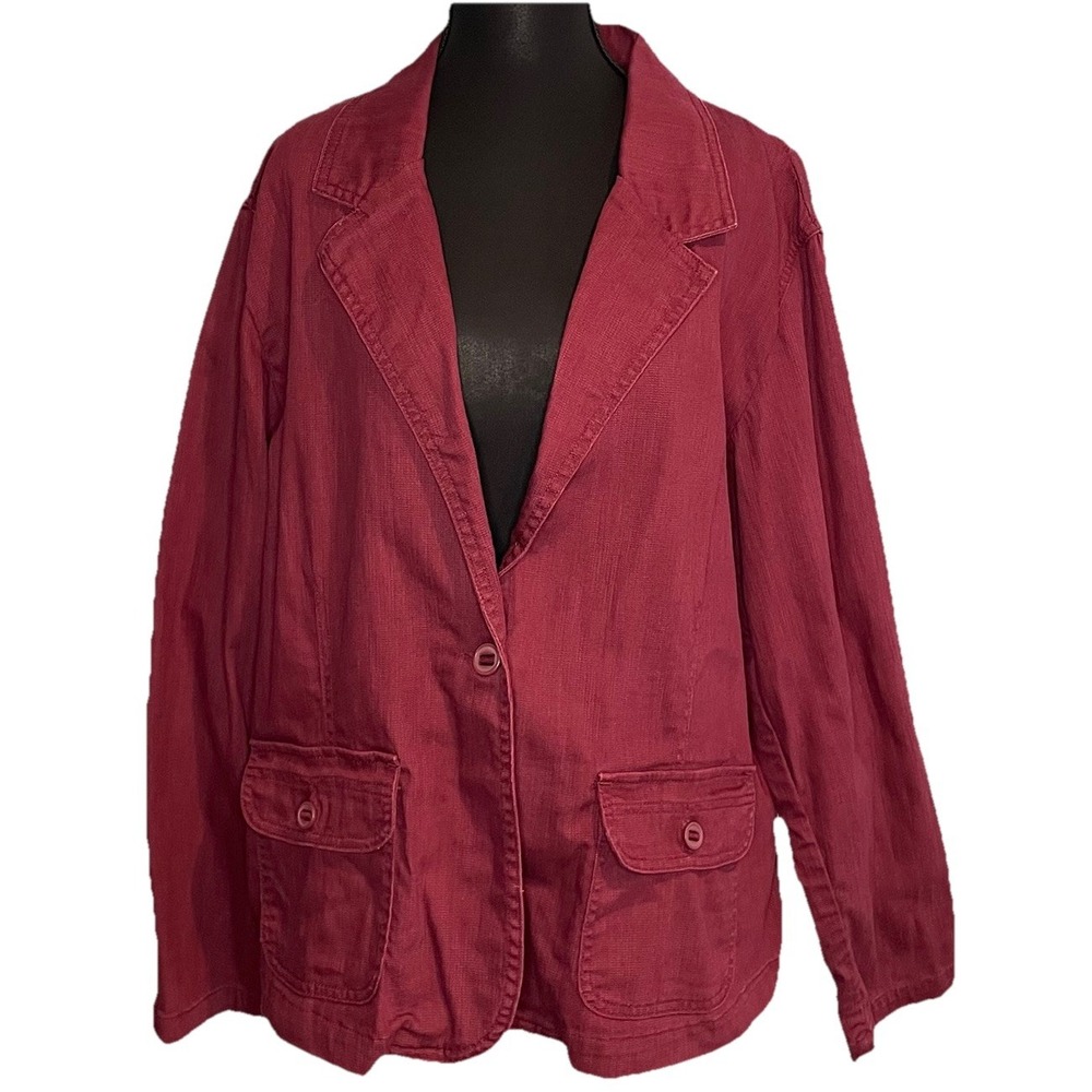 Cabela's Womens Smart Casual Twill Collared Jacket Blazer Size 2XL Maroon